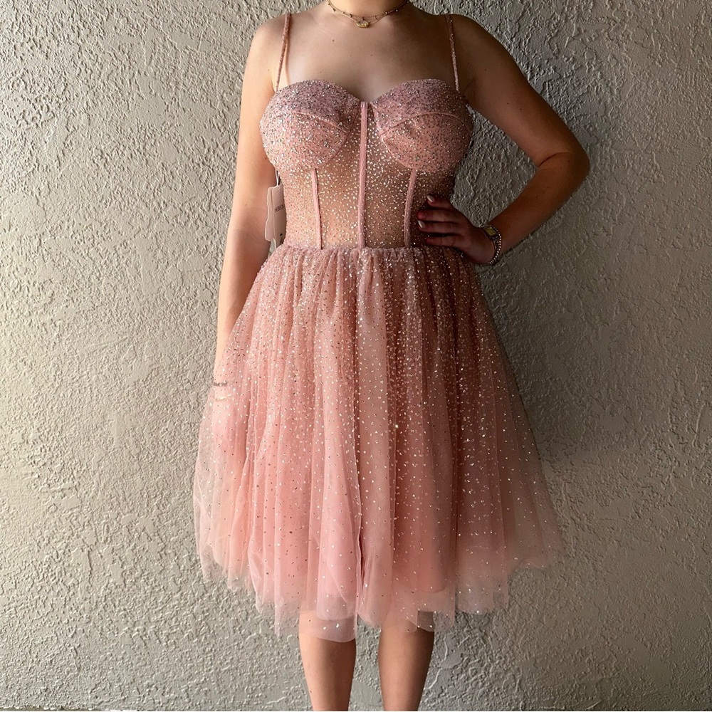 Hebeos Sparkling Pink party‎ dress homecoming size 4